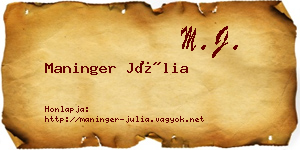 Maninger Júlia névjegykártya